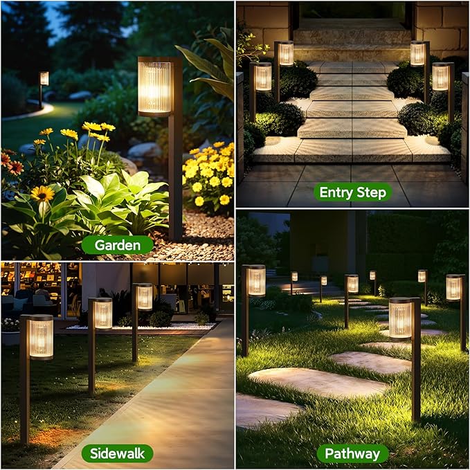 Solar Pathway Lights Outdoor, 2 Pack Upgraded Outdoor Solar Lights for Outside Super Bright Up to 12Hrs, IP65 Waterproof Solar Garden Lights for Yard Path Walkway Decor Landscape Lighting