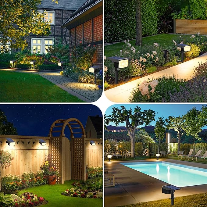 Sucolite 6-Pack Solar Spot Lights Outdoor Waterproof IP65, 3 Lighting Modes 2-in-1 Solar Landscape Spotlights for Yard, 59 LED Solar Powered Wall Lights for Garden Pathway Driveway Walkway, Warm White