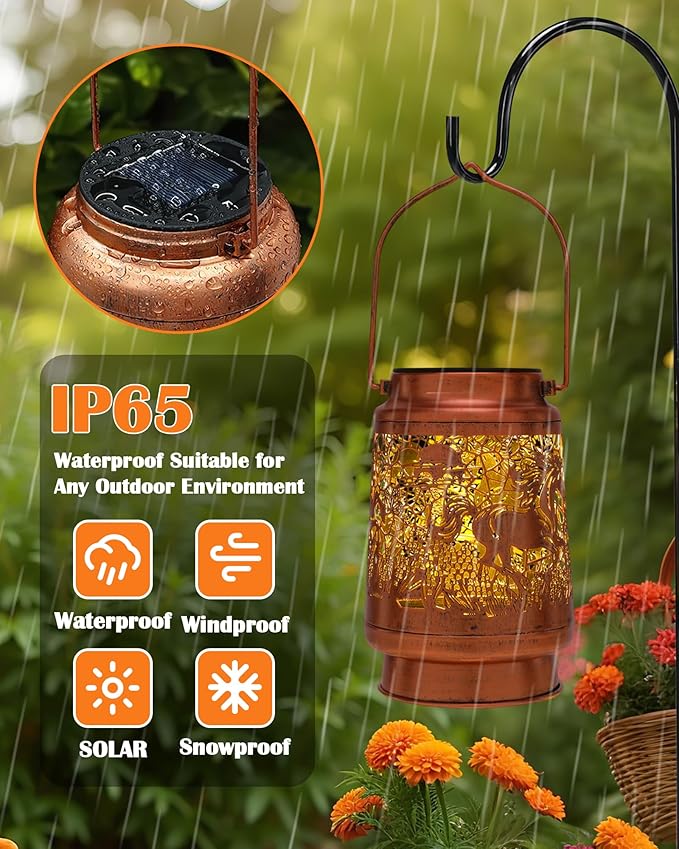 Horse Gifts for Women - Waterproof Outdoor Solar Lantern Decor Hanging Metal Lighting Lights Garden Patio Yard Lawn Pouch Decorations Cool Birthday Gift for Horses Lovers Mom Grandma Friend