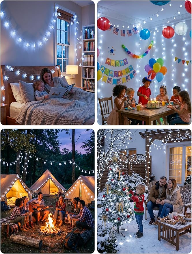 50 LED Christmas Twinkle Lights, 4ft Waterproof for Backyard