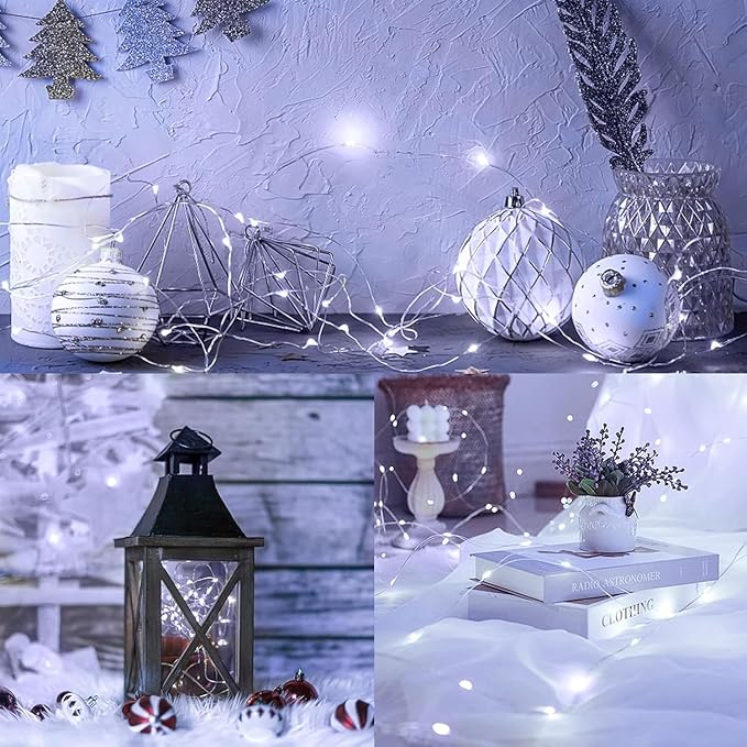 4-Pack 20ft Christmas LED String Lights, Waterproof Timer Lights