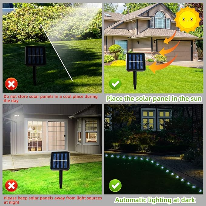 30 LED Solar Ground Lights Outdoor, Waterproof Solar Pathway Lights, LED Landscape Lighting for Garden, Patio, Driveway, Walkway - White