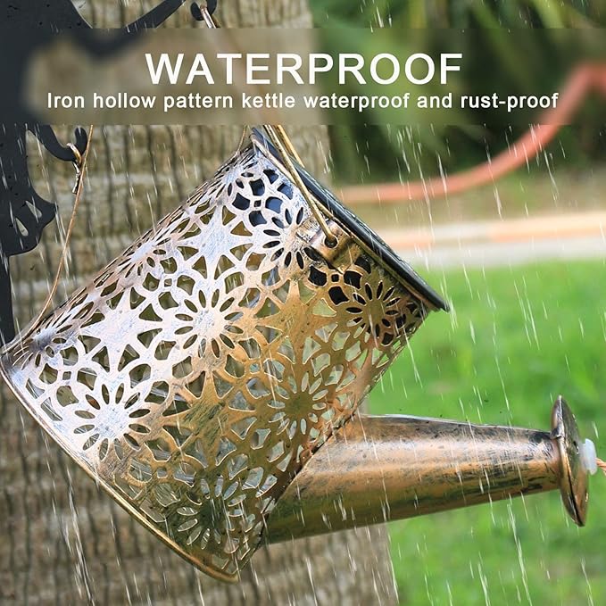 2Pack Solar Watering Can Lights,Waterproof Hollowed-Out Retro Metal Outdoor Lights with Fairy or Gnomes Accessories,Gifts for Mom Grandma Women Garden Patio Pathway Christmas Decor(Angel 2 Style)