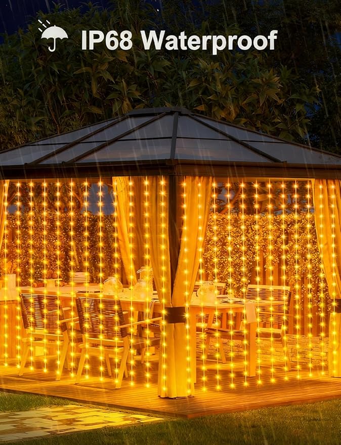 echosari Smart 600 LED Curtain Lights 20Ft x 10Ft Compatible with Alexa App Control DIY Fairy Lights, Dynamic for Backyard Home Wedding Party Decor - RGB Color Changing IC