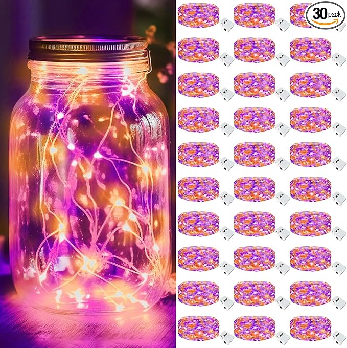 30-Pack 20 LED Christmas Twinkle Lights, 7ft Waterproof for Backyard