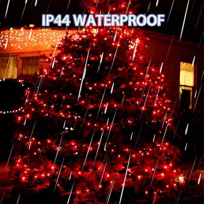 Dazzle Bright 2 Pack Solar String Lights Outdoor, Total 80FT 240LED Solar Powered Waterproof Fairy Lights 8 Modes, Copper Wire Lights for Christmas Patio Party Tree Yard Decoration (Red)