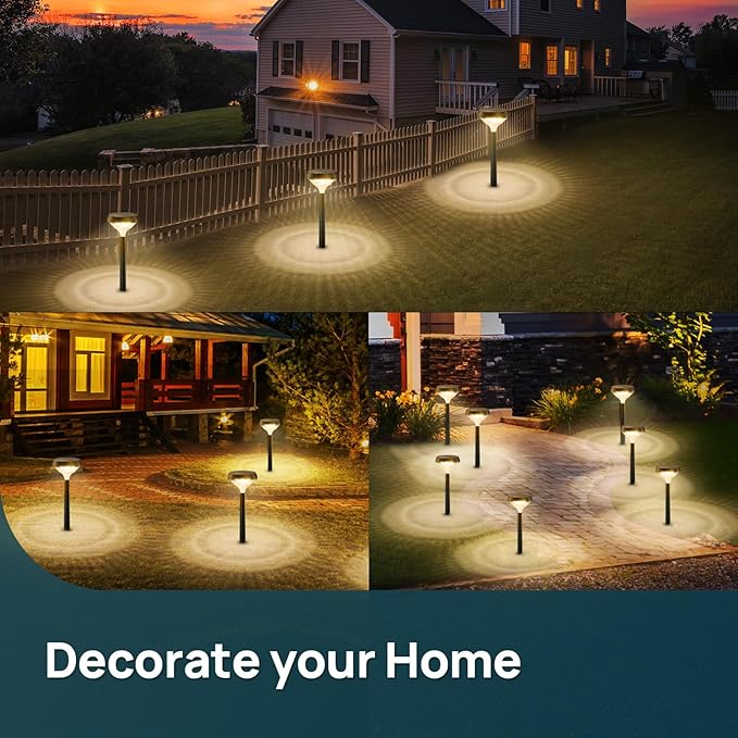 Linkind Solar Pathway Lights 4 Pack, Solar Lights Outdoor, Warm White Path Waterproof for Walkway Yard Landscape Garden