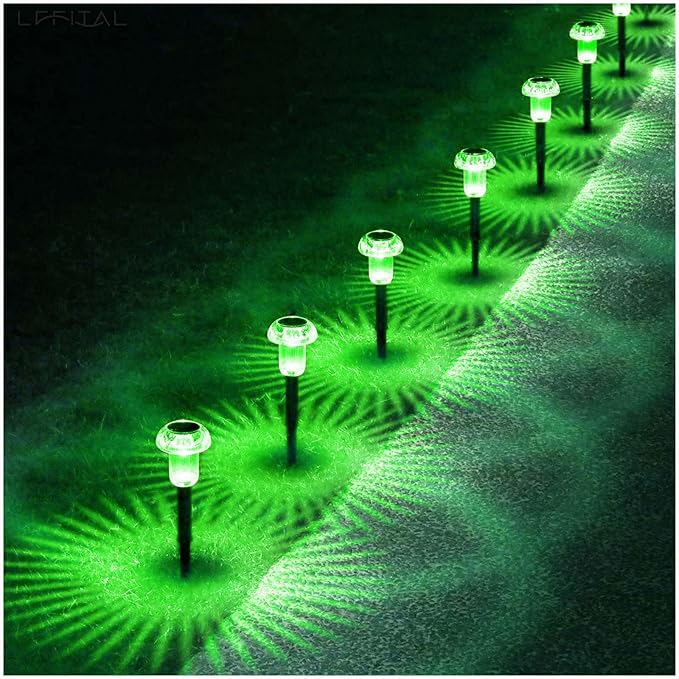 St. Patrick's Day Solar Lights Outdoor 8 Pack Green Solar Pathway Lights Outdoor Mushroom LED Waterproof Lighting Stake for Outside, Yard, Path, Garden, Lawn, Patio, Landscape Decorations