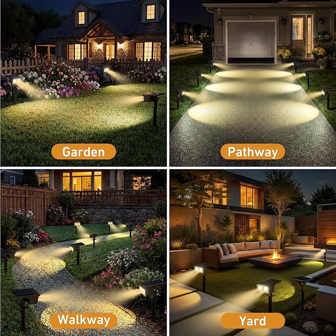 btfarm Solar Spot Lights Outdoor Waterproof, 2 Pack/3 Modes Motion Sensor Lights, Solar Powered Spotlights 2-in-1 Auto On/Off for Outside Pathway Yard Garden Landscape Lighting, Warm White