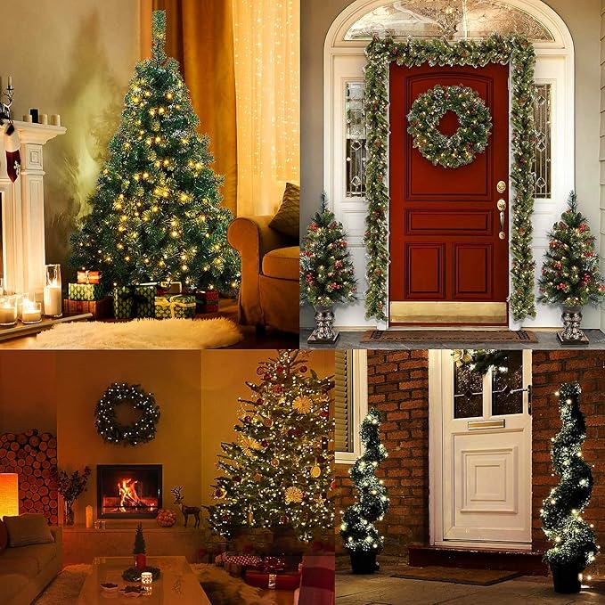 2-Pack 50 LED Christmas Twinkle Lights, Waterproof for Porch