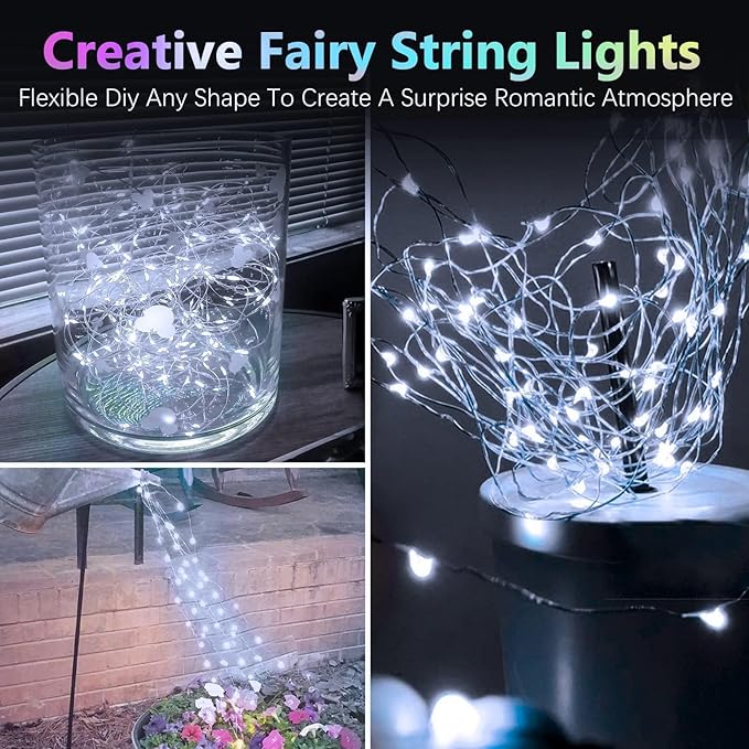2 Pack 60 LED Christmas Fairy Lights Battery Operated with Timer, 20FT Waterproof Twinkle Lights Indoor Outdoor, String Lights for Bedroom, Wedding, DIY, Centerpiece, Christmas Decorations(Cool White)