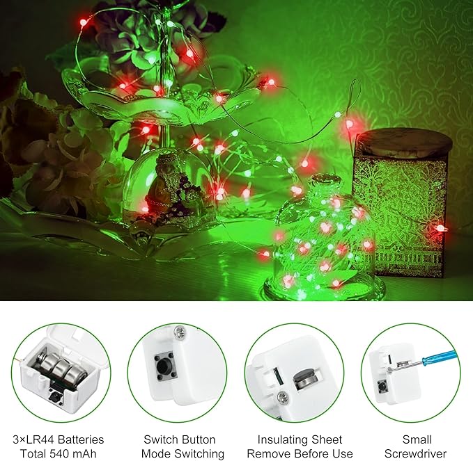 Christmas Porch String Lights 30-Pack, 7ft 20 LED Waterproof