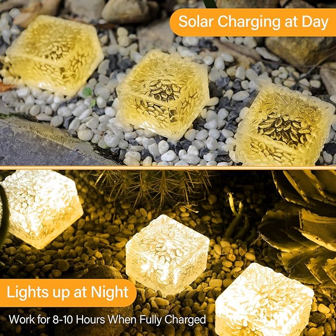 Solar Brick Lights - Outdoor Waterproof Patio & Garden Decor (3 Packs) for Patio, Yard, Walkway, Pathway
