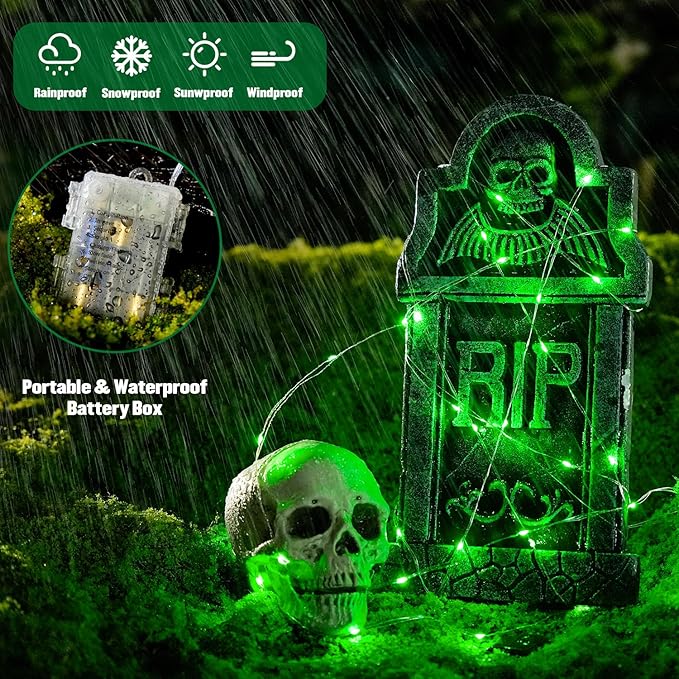 2-Pack 200 LED Christmas Twinkle Lights, 66ft Waterproof for Porch