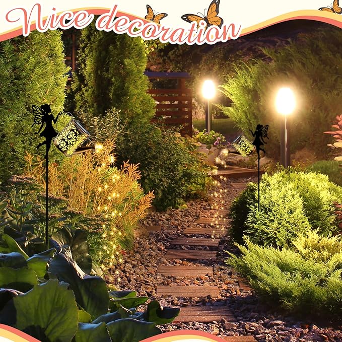 Honoson Solar Watering Can with Lights Solar Outdoor Garden Decor Fairy Water Can Hanging Lantern Landscape Sprinkle Waterproof Twinkle LED Decorative Gift for Women Yard Patio Pathway