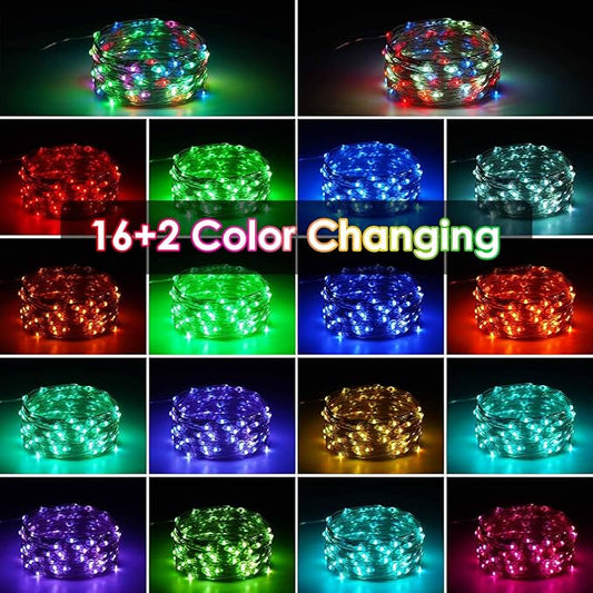 2 Pack St. Patrick's Day Fairy Lights Battery Operated, 20FT 60LED RGB Color Changing String Lights, Christmas Twinkle Light with Timer and Remote for Indoor & Outdoor St. Patrick's Day Decorations