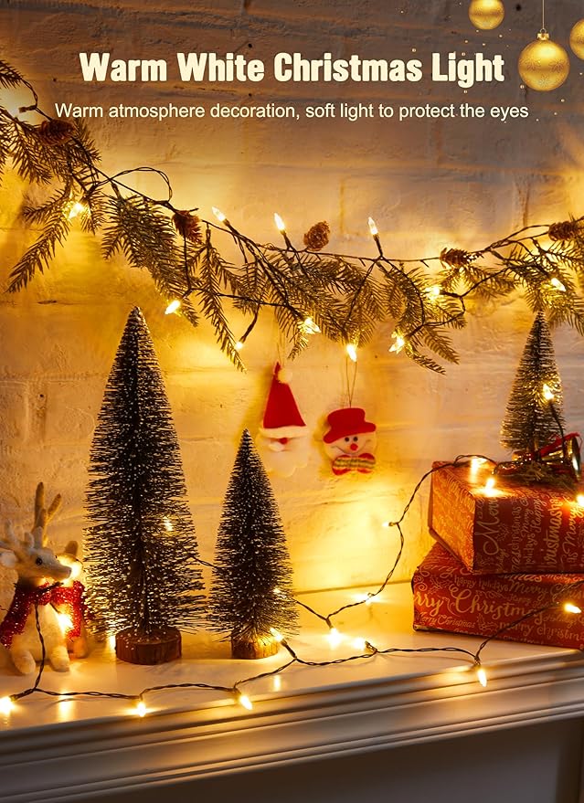 4-Pack Christmas String Lights, 8ft 20 LED Waterproof Twinkle Lights