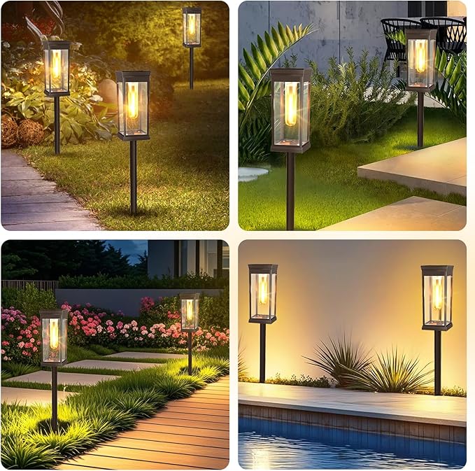12 Pack Solar Pathway Lights Outdoor,IP65 Waterproof - Bright Solar Lights Outdoor,Auto On/Off Pathway Lights Solar Powered,Solar Path Lights for Walkway Driveway Garden