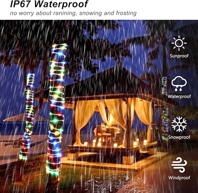 Remote Control Rope Lights, 33ft Color-Changing LED