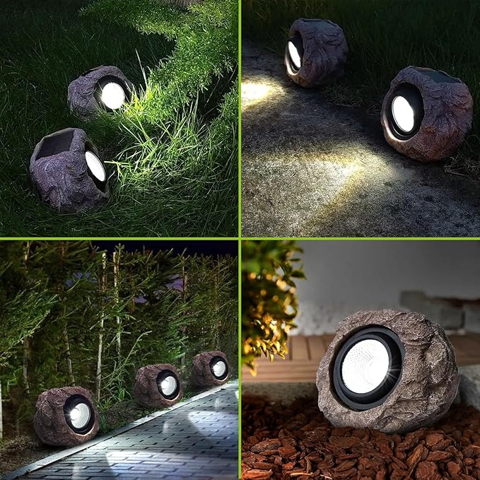 4 Pack Solar Garden Lights Outdoor Super Bright Solar Rock Spot ligths Outdoor Led Landscape Lighting for Pathway Lawn Patio Porch Yard Walkway
