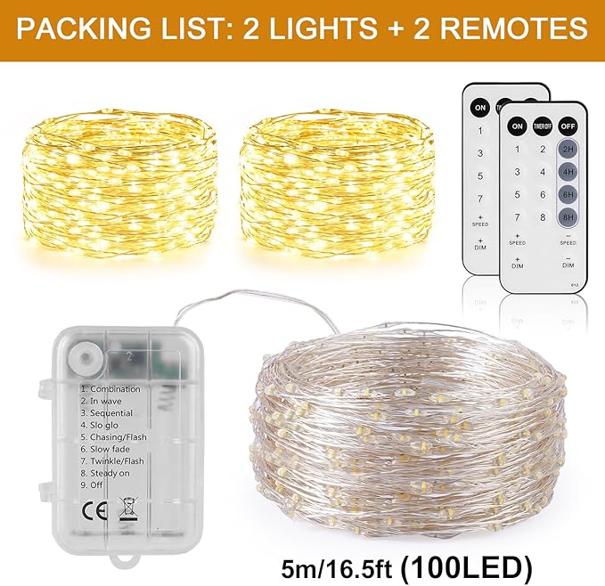 2-Pack 5ft LED Patio String Lights, Waterproof Outdoor