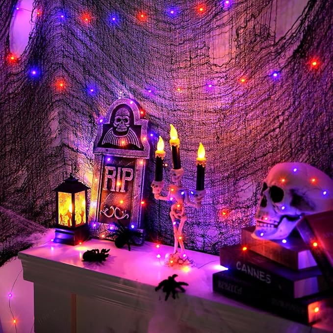 2-Pack Halloween String Lights, 66ft 200 LED Waterproof Twinkle Lights