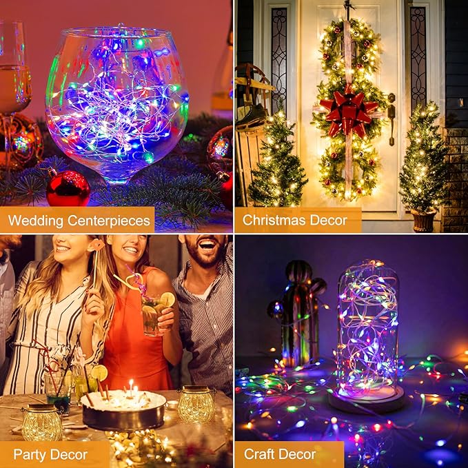 12-Pack 20 LED Christmas Twinkle Lights, 7ft Waterproof for Porch