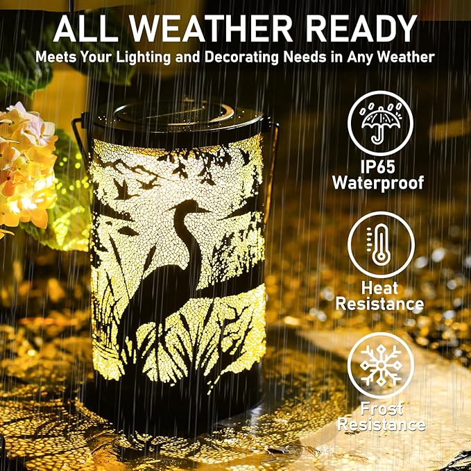 Solar Lantern Outdoor Waterproof Bird Garden Decor Birthday Gifts for Women Mom Grandma Hanging Solar Lights Metal Decoration Outside for Yard Patio Backyard Porch
