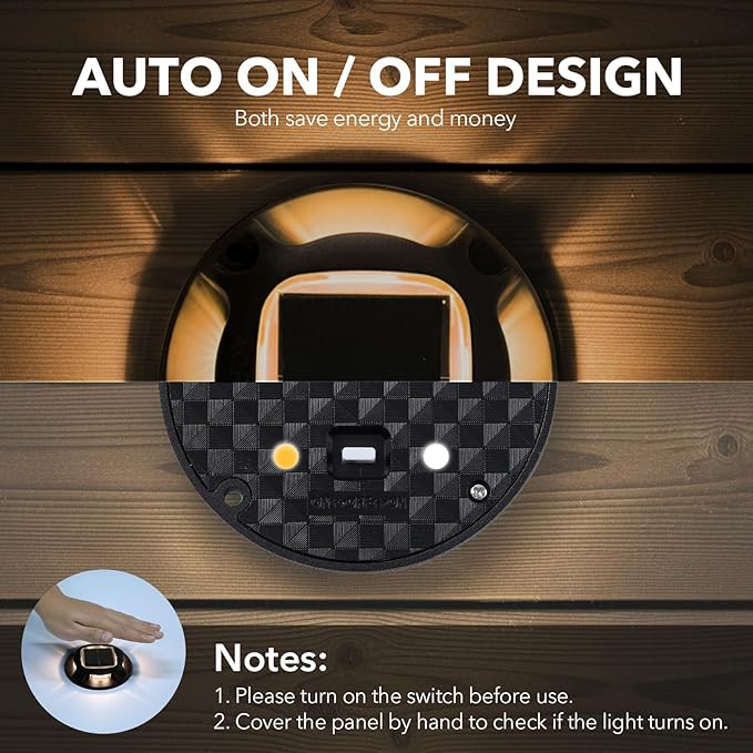 AGPTEK Solar Driveway Lights Outdoor 12 Pack, 2 Color Modes LED Deck Dock Marine Waterproof Driveway Marker Lights for Step Sidewalk Stair Garden Pathway Walkway Yard (Warm White/Cool White, Black)
