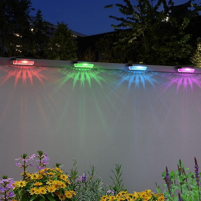Mancra Solar Step Lights Outdoor, Solar Deck Lights Waterproof Outdoor Lighting for Patio Fence Stairs Post Railing Yard and Garden (Color Changing, 16 Pack)