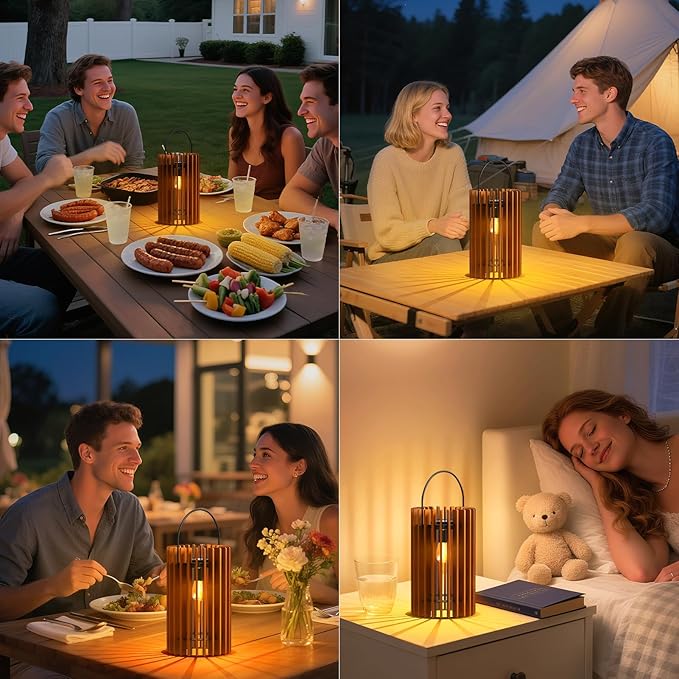 2 Pack 13" Solar Lantern Outdoor Waterproof IP44 Outside Lights LED Hanging Rattan Lamp for Patio Garden Decor Porch Yard Table Top Decorative