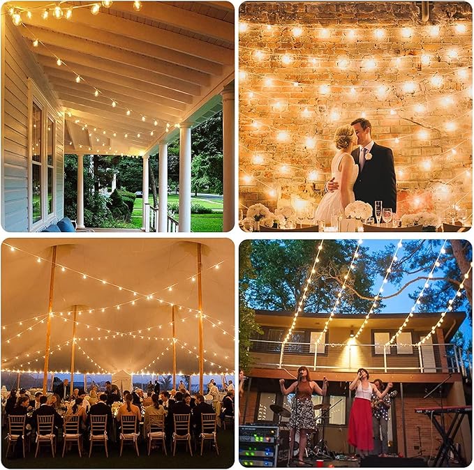 GOOTHY Outdoor LED String Lights, 50Ft with 52 Frosted White LED Globe Bulbs, Waterproof for Indoor/Outdoor Use, Perfect for Garden, Bistro, Pergola, Tents & Decorations, White