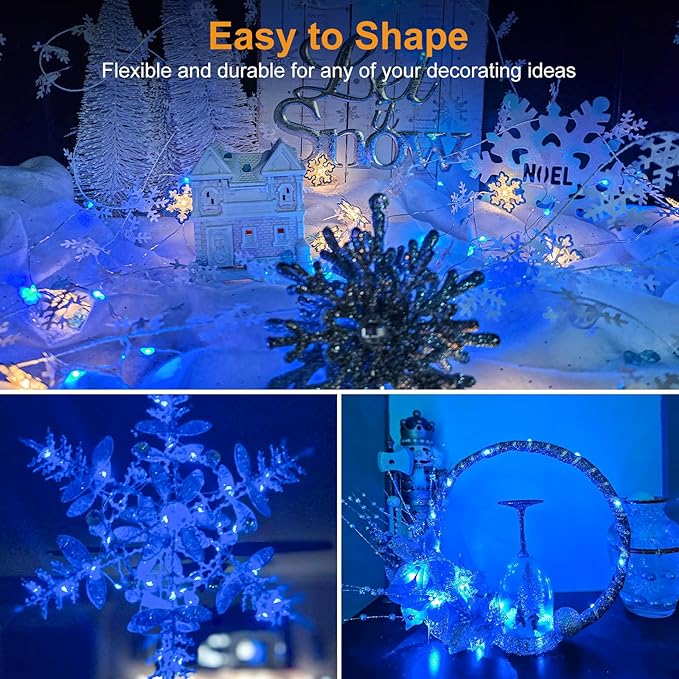 12-Pack Blue Porch String Lights, 7ft Weatherproof LED