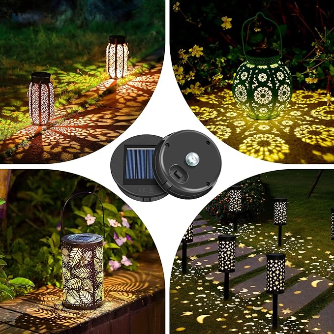 ELUTENG Solar Light Replacement Top 4 Pack (Top Size 3.15 inch, Bottom Size 2.83 inch) LED Solar Lantern Light Lids Outdoor Waterproof Replacement Solar Light Tops Warm White LED