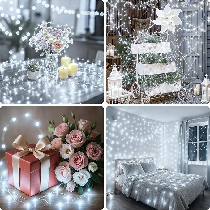 4-Pack Christmas String Lights, 33ft 100 LED Waterproof Twinkle Lights