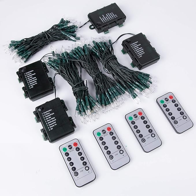 Christmas Backyard String Lights 4-Pack, 50 LED Waterproof