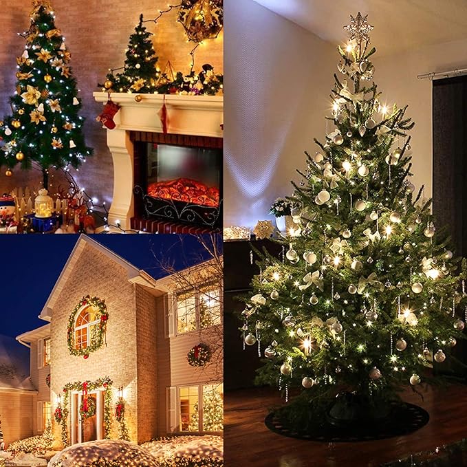 50 LED Christmas Twinkle Lights, 18ft Waterproof for Yard