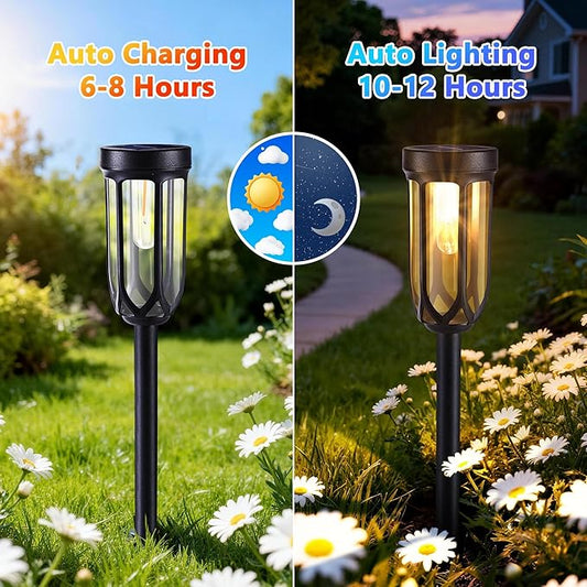 Lomotech Solar Pathway Lights - 8 Pack Solar Lights Outdoor Waterproof, Bright LED Solar Garden Lights for Patio Landscape Lawn Yard Walkway Driveway (Warm White)