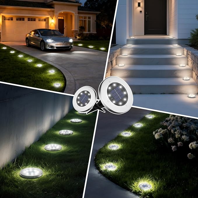 INCX Solar Lights Outdoor Waterproof,12 Pack Solar Lights for Outside, Solar Garden Lights Landscape Lighting for Patio Pathway Lawn Yard Deck Driveway Walkway, Cold White