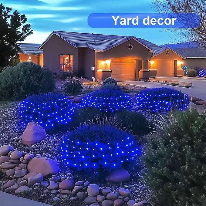 8-Pack 50 LED Christmas Twinkle Lights, Waterproof for Porch