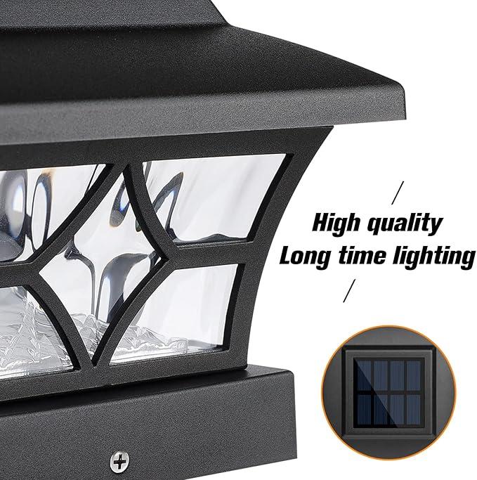 VOLISUN Solar Post Cap Lights Outdoor, Solar Powered Fence Cap Lights for 4x4 Vinyl/Wood, Black Waterproof Solar Deck Post Light 8Pack Cool/Warm for Garden Patio Porch
