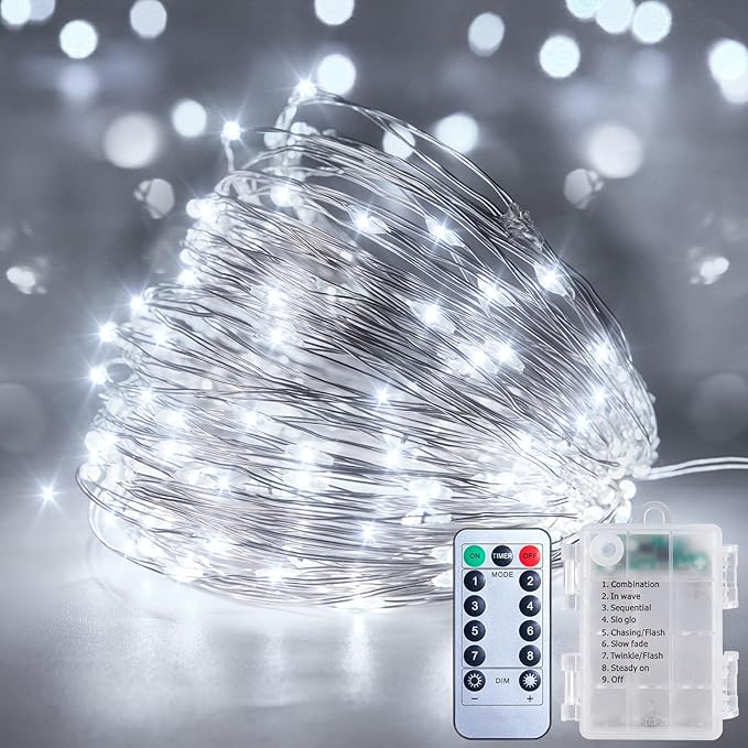 Christmas String Lights, 33ft 100 LED Waterproof Twinkle Lights