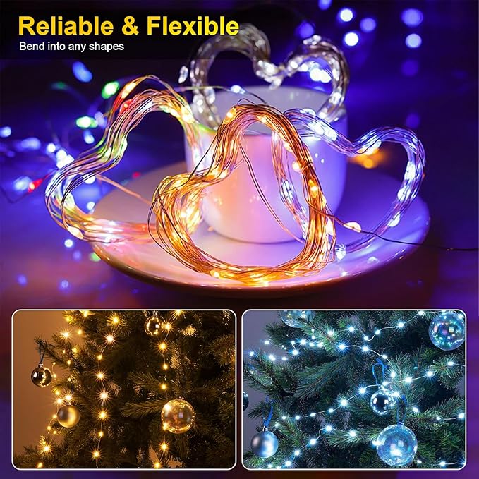 16ft Christmas LED String Lights, Waterproof Timer Lights