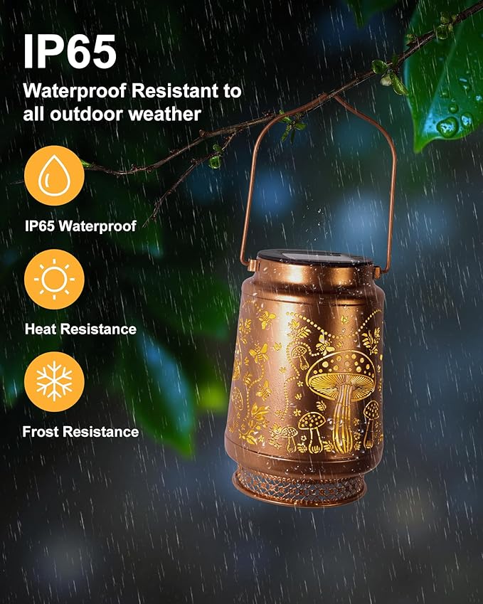 Mushroom Gifts for Women Mushroom Decor Solar Lantern Birthday Gifts Mothers Day Gifts for Mom Grandma Sister Friend Garden Decor Metal Solar Lights Outside Decor for Backyard Patio Porch Lawn Pathway