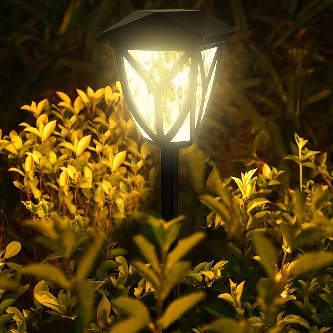 Ensenior Solar Lights Outdoor, 3000K LED Solar Garden Lights for Pathway Yard Patio Walkway Planter Walkway Landscape Lighting, IP65 Waterproof, Energy-Efficient Landscape Lighting, 8-Pack