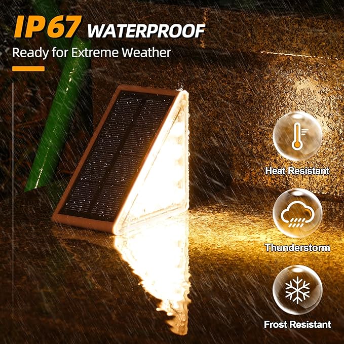 NIORSUN Outdoor Stair Lights 16 Pack, Solar Step Lights IP67 Waterproof with 13 Bright LEDs, 3000K Warm White, Auto On/Off, Triangular Design for Steps, Deck, Patio, Yard, Porch, Sidewalk
