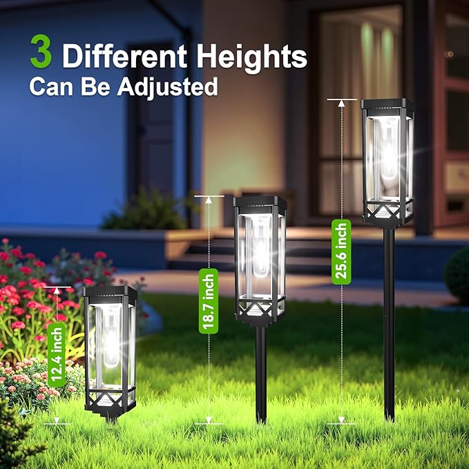 KOOPER Taller Solar Pathway Lights Outdoor, 8 Pack Upgraded Brighter Solar Garden Lights Solar Powered, Up to 15 Hours Outdoor Solar Lights for Yard Landscape Path Walkway Driveway (Cool White)