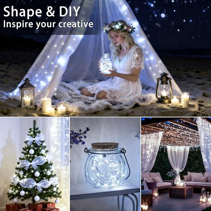 12-Pack 10ft Christmas LED String Lights, Waterproof Timer Lights