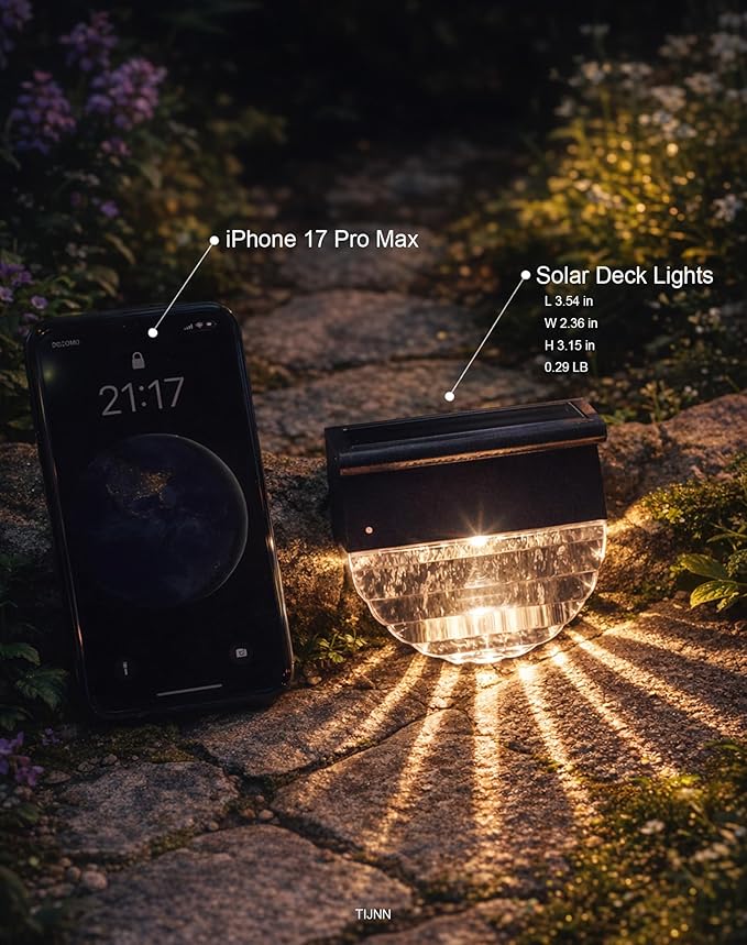 TIJNN Solar Deck Lights Outdoor, Fence Lights Waterproof Led Lights for Outdoor Stairs, Step, Yard,Patio Decor Illumination - 4 Pack