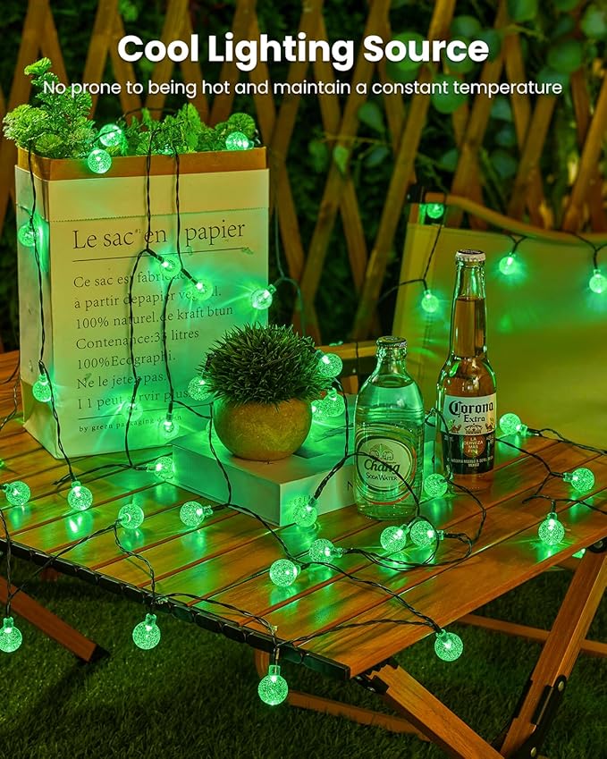 Outdoor String Lights, 72ft Green Waterproof LED